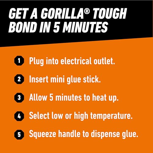 Gorilla Mini Hot Glue Gun Kit with Dual Temp & 30 Sticks - Craft & Repair