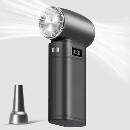 Handheld Mini Turbo Fan 120000RPM 6-Speed Turbo Power 9000mAh Portable High Speed Cooling Air Blower Cordless Air Duster Hair Dryer with LCD Display SOS Light for Travel Outdoor