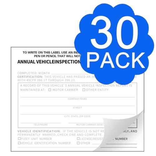 Annual Vehicle Inspection Report Form 30-pk 3-Ply Carbonless,Adhesive Vinyl Label 2-Ply
