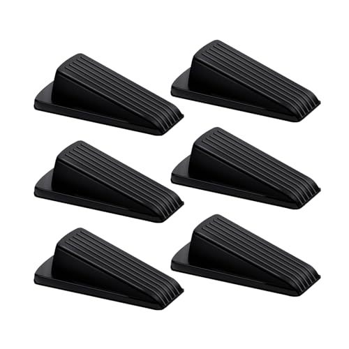Lesunsul 6 Pack Rubber Door Stopper Wedge, Black – Fits 0.3–1.3 in Gaps, No-Drill, Heavy-Duty