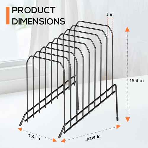 Incline Sorter Desk File Organizer, Metal Desk Magazine Folder Holder with 8-Section Vertical Compartments Rack File Organizer for Office, Home, School (Black, 4Pack)