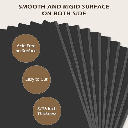 11x14 Black Foam Boards Pack of 10 - 3/16 Inch Thick - Golden State Art