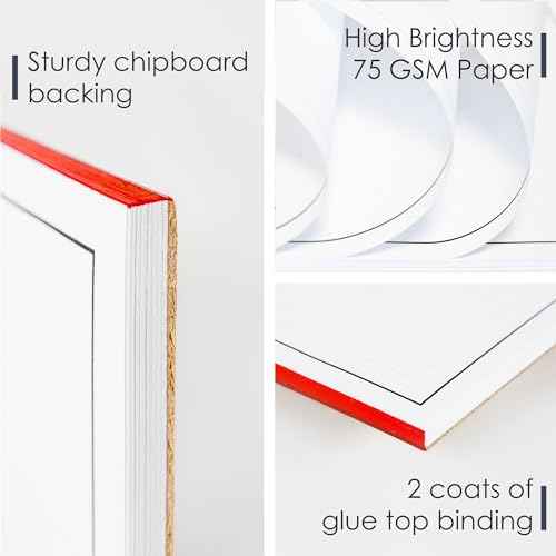 GeekNavy 11" x 17" Quadrille Graph Paper 50 Sheets Landscape - 0.25" 4x4 Square Grid, Blueprint, High Brightness, Border-Outlined, Large Drafting (3-Pack)