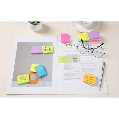 (54 Pads) Mini Sticky Notes 1.5x2 in, 9 Colors Bright Strong Adhesive Post, Suitable for School, Home, Office, Clean Removal
