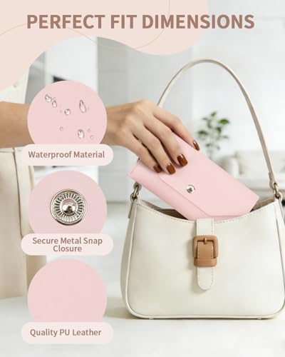Pink Reusable Leather Cash Envelope Wallet for Men & Women, Budget Organizer