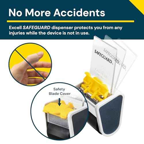 Excell EC-206 Safeguard Packing Tape Dispenser (2" Wide): Retractable Blade Cover for Safety, Push Flap for Smooth Cutting, and one-Hand use. Ideal for Shipping and Carton Sealing.(2Pack)