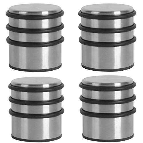 KINJOEK 4 Packs Heavy Duty Door Stopper, Solid Steel Door Stop No Need to Drill, Surrounded with Protective Rubber Bands Anti-Slip Door Wedge for Office, Home, Garage, Laundry Door