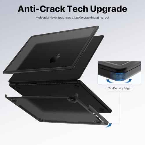 Anti-Crack for MacBook Pro 14 inch Case | 2025-2021 M5 M4 M3 M2 M1 Pro/Max | 100% Match Official Color | Protective Hard Shell Laptop Cover£üArmor Black