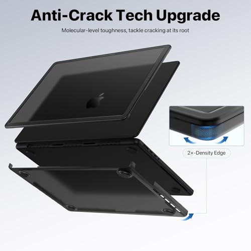 CrackGuard for MacBook Pro 14 inch Case M5 M4 M3 M2 M1 Pro/Max 2025 2024-2021 [Anti-Crack Upgrade] [100% Match Official Color] Cover Protective Hard Shell Case Laptop - Space Black Clear