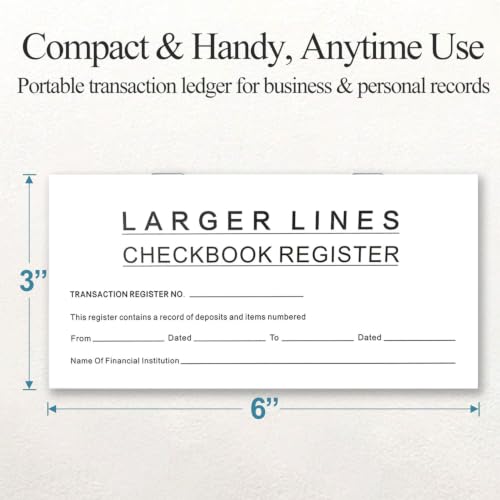 Zenithgoods 16 Pack Checkbook Register - Large Print, 6x3", Personal/Business Ledger