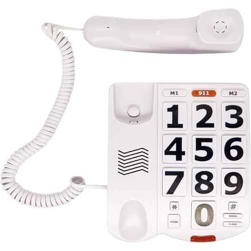 Large Button Phones for Seniors - Big Button Telephone with SOS Emergency Dial, Extra Loud Volume, Hearing Aid Compatible, Easy Operation for Elderly