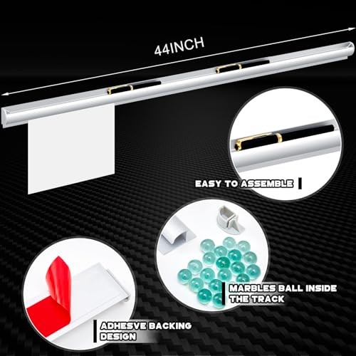 Henoyso 2 Pieces Restaurant Ticket Holder Receipt Holder Aluminum Order Ticket Rack Silver Kitchen Slide Check Rack for Office Cafes Pubs(44 Inch,Pen Slot)