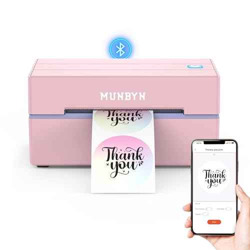 MUNBYN Bluetooth Thermal Label Printer, 130B Wireless 4x6 Shipping Label Printer for Shipping Packages Small Business Office or Home, Compatible with iPhone Android iPad Windows macOS Chrome Etsy eBay
