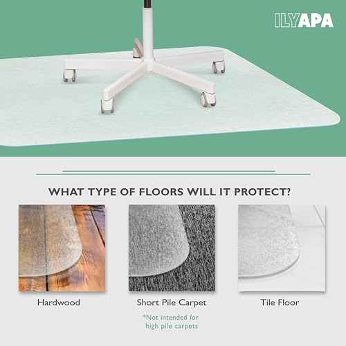 Ilyapa Office Chair Mat for Hard Floors 36"x 48"Heavy Duty Clear, PVC Plastic Chair Mat, Protection for Hardwood and Tile Floors