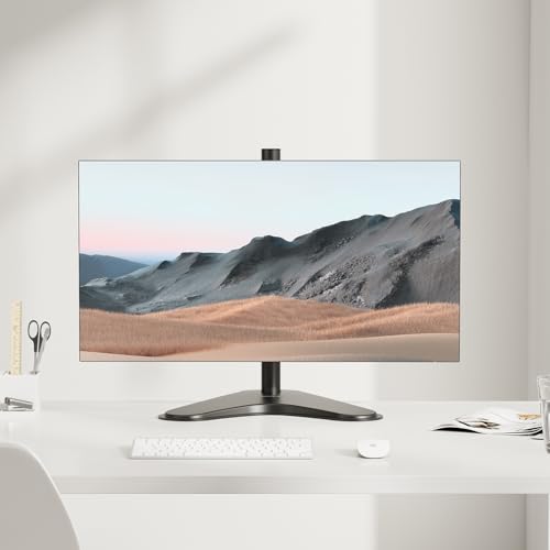 Mount-It! Single Monitor Stand, Freestanding Desk Mount for 21.5-32 Inch Screens, VESA Compatible Desk Stand with Height Adjustable, Tilt, Swivel, and Rotation Features, Sturdy Base Supports 17.6 lbs