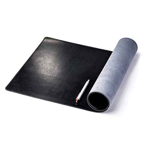 DACASSO Bonded Leather No Core Rollable Desk Mat/Pad - Luxury Leather Desk Blotter for Writing - Executive Desk Surface Protector - (Black, 32¡± x 15¡±)