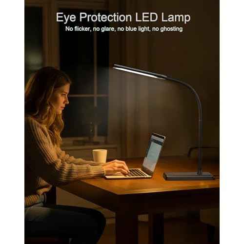Adjustable LED Desk Lamp with Wireless Charging & Touch Control | 5 Colors & 6 Brightness Levels Eye-Caring Office Light with Memory & Timer