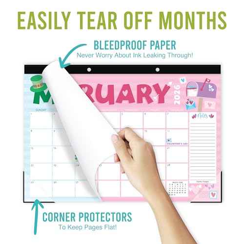 Hadley Designs Desk Calendar 2026 - Desktop Calendar 2026, 18 Month Large Desk Calendars 2026-2027, January 2026 - June 2027, Cute Pastel Theme Classroom Decor Teacher Must Haves, Designed in USA