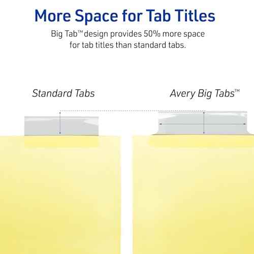 Avery Insertable Dividers for 3 Ring Binder, 5-Tab Sets, Clear Big Tabs, Buff Paper with Gold-Reinforced Holes, 48 Sets Total, Great for Organizing Reports, Projects, and More (48 Packs of 11110)