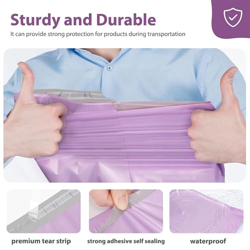 Fuxury Light Purple 12x15.5 Inch Poly Mailers - 50 Pack Shipping Bags for Clothing