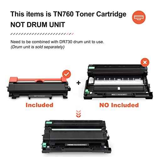 v4ink Compatible TN-760 Toner Cartridge Replacement for Brother TN760 TN730 TN770 Ink for HL-L2350DW HL-L2370DW HL-L2395DW MFC-L2690DW MFC-L2710DW MFC-L2717DW MFC-L2750DW DCP-L2550DW