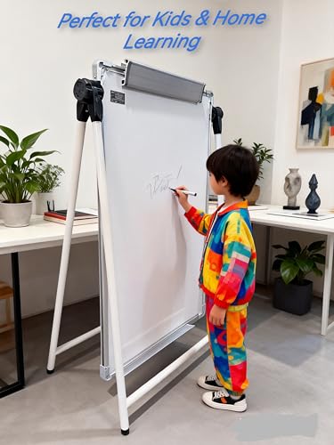 ADDXINH White Magnetic Double-Sided Whiteboard Easel 24x36'' with Stand, Adjustable Height, Foldable Dry Erase Board for Home Office & Teaching