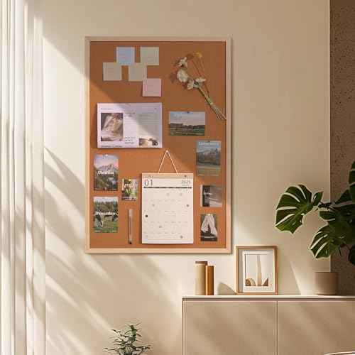 24x36 Inch Cork Bulletin Board for Wall with Natural Wood Frame | Large Pin Board for Office & Home | Includes 20 Push Pins & Mounting Hardware