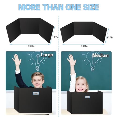 22 Pack Desk Dividers for Students - Medium, Waterproof Plastic Privacy Shields with Extra Labels