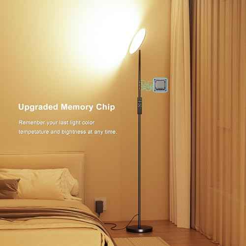 LED Floor Lamp, Bright 36W 3600LM Standing Lamp 350W Equivalent with Remote & Touch Control, Modern Torchiere Floor Lamp with 2700K-6500K Stepless Dimming, 69" Tall Lamp for Living Room Bedroom Office