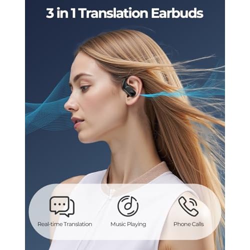 AI Translation Earbuds Real Time, 164 Language Translator Earbuds, 96H Playtime Translation Headphones, Noise Canceling, Audifonos Traductores Ingl?s Espa?ol for Business Meeting Travel Learning