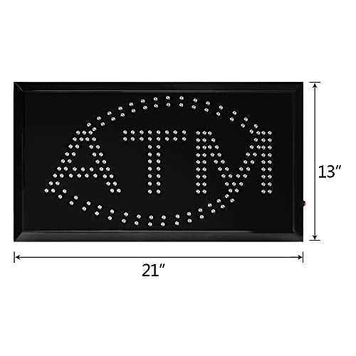 Boshen LED ATM Sign for Business LED Display Sign Display Animated Motion Advertisement Board with Switch Flashing & Steady Mode for Shops Wall Window Stores Bank 21" Lx 13"W(Square "ATM")