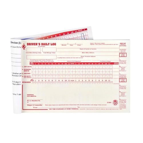 J. J. Keller 5-Pack ELD Backup Driver Log Books with DVIR & Daily Recap, 2-Ply Carbonless, 8.5 x 5.5, 10 Sets per Book