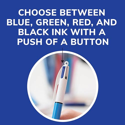 BIC 4-Color Retractable Ballpoint Pen Pack of 3 - Black, Blue, Red, Green Ink
