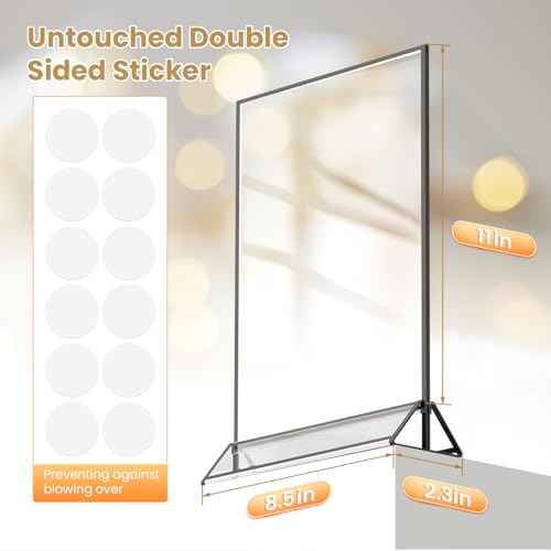 Acrylic Sign Holder 8.5X11 Black Picture Frame Double-Sided Acrylic Frames for Wedding Table Numbers Photo Frames Flyers Menu with Removable Sticky Dots-6 Pack