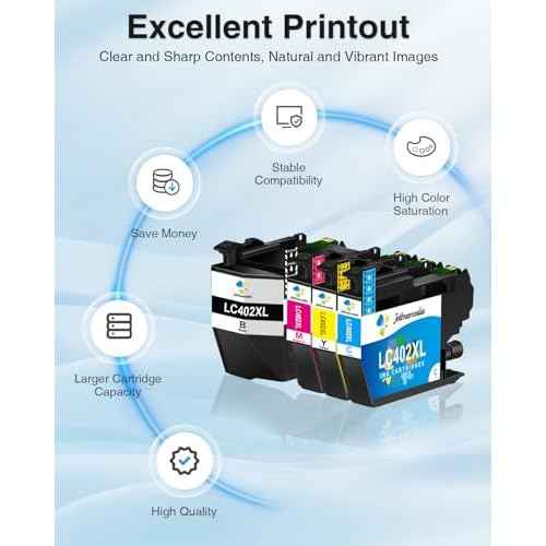 LC402XL LC402 Ink Compatible for Brother LC402XL Ink Cartridges for Brother Printer MFC-J6540DW MFC-J5340DW MFC-J6540 MFC-J6740DW MFC-J6940DW J5340 J6540 J6740 J6940 (4 Pack, BK/C/M/Y)