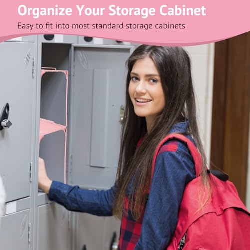 AUECOOME Light Pink Stackable Locker Organizer Shelf for School & Office - 1 Piece