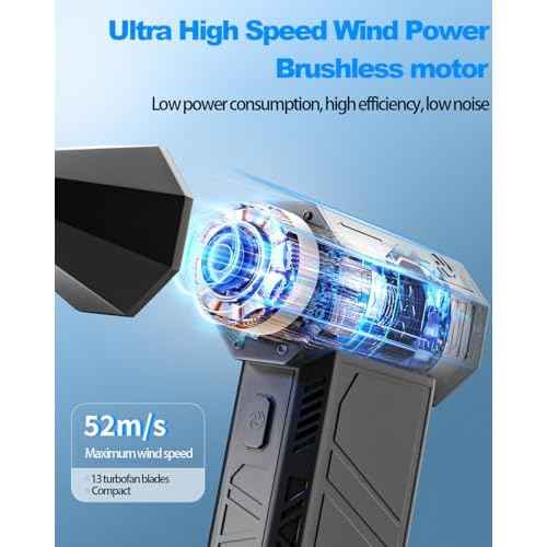 Electric Air Duster-130000RPM Super Power Cordless Air Duster, Rechargeable Brushless Motor Durable Blower, 3-Gear Adjustable Dust Blower for Computer, Keyboard, Outdoor, House and Car