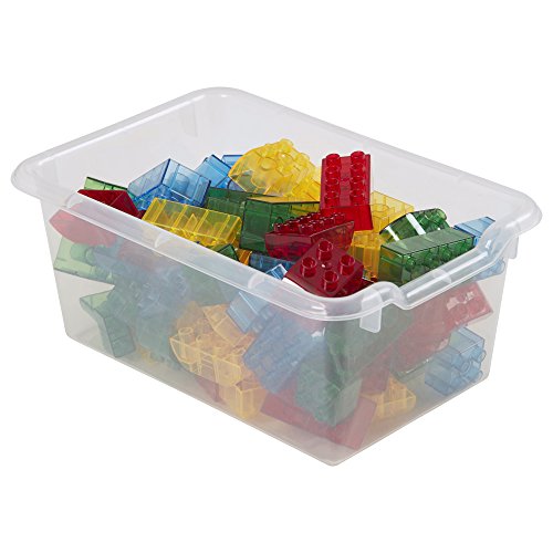 ECR4Kids Scoop Front Storage Bin, Multipurpose Organization, Clear, 30-Piece