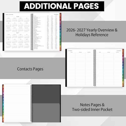 2026 Planner - 2026 Planner Weekly and Monthly, 2026 Calendar Planner, JAN. 2026 - DEC. 2026,9" x 11", Weekly Monthly Planner 2026 with Colorful Tabs, Waterproof Cover, Twin-wire Binding, Back Pocket - Black