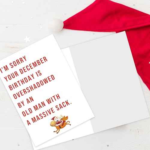 Funny December Birthday Card for Women Men, Happy Xmas Holiday Birthday for Best Friends, Hilarious Christmas Birthday Card Gifts for Him Her