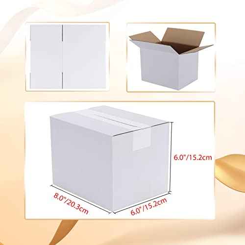 Calenzana 8x6x6 Shipping Boxes Set of 40, White Corrugated Cardboard Box for Mailing Packing Gifts Small Business