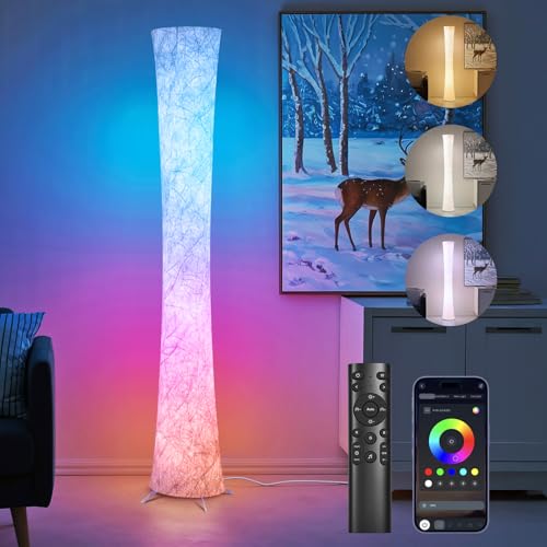 World Win 61'' RGB Corner Floor Lamp with Hourglass Shade - Round Version