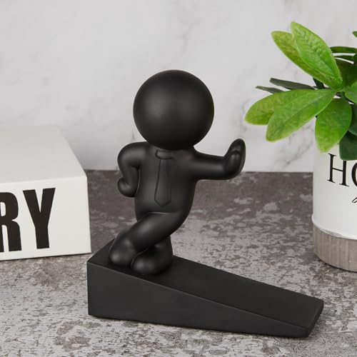 Omoojee Cute Black Door Stop | Decorative, Non-Slip Wedge, 5.12" H 4.61" L (1 Pack)