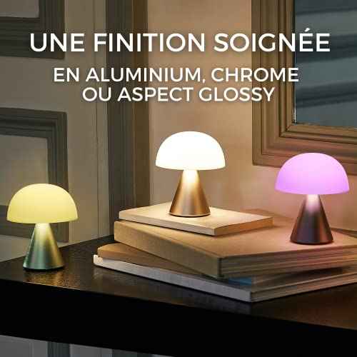 Lexon Mina M Mushroom Lamp - Portable Bedside Light for Bedrooms, Kids & Nursery - 9 LED Color Rechargeable Table Lamp with 24h Light & Dimmer, Medium - Dark Red