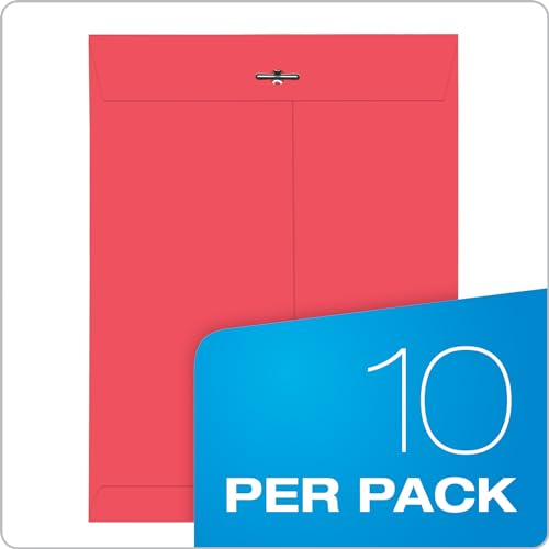 Red 9 x 12 Clasp Envelopes with Gummed Closure, Pack of 10