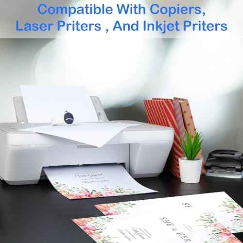 White Cardstock£¬40 Sheets Heavy Cardstock, 8.5" x 11" Thick Printable Cardstock, 75 lb /200gsm Cardstock Paper for Invitations, Business Cards, Postcards, Crafts, Art, Wedding, DIY Cards