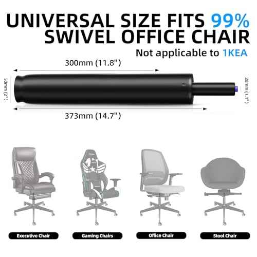 Sytopia Office Chair Cylinder Replacement, Heavy Duty Pneumatic Gas Lift, Desk and Gaming Chairs, Universal Fit, 14.6 to 22.2 Inch