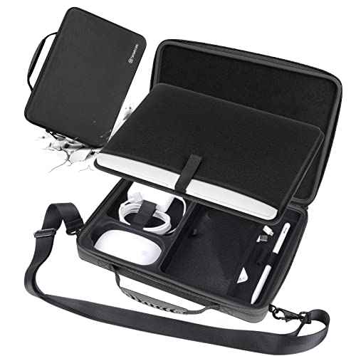Smatree Hard Shoulder Bag for 13-14.2 inch MacBook Pro M5 2025, MacBook Air M4 2025/2024/2022, iPad Pro M5 2025/M4 2024,iPad Air M3 2025, MacBookPro 2024 M4/2023/2021 A2918/A2992 Carrying Case (Black)
