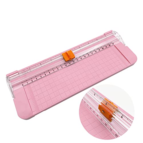 Pink A4 Paper Cutter with Safety Guard & Ruler - Portable Craft Trimmer for Scrapbooking & Photos