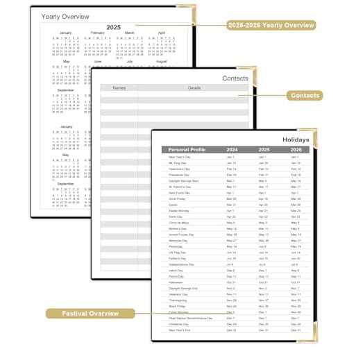 Undated Daily Monthly Planner for 2025 2026 - A4 To Do List with Hourly Schedule, Hardcover Spiral Bound Daily Planner to Increase Focus, Stylish School/Office Supplies, 8.5" x 11", Black